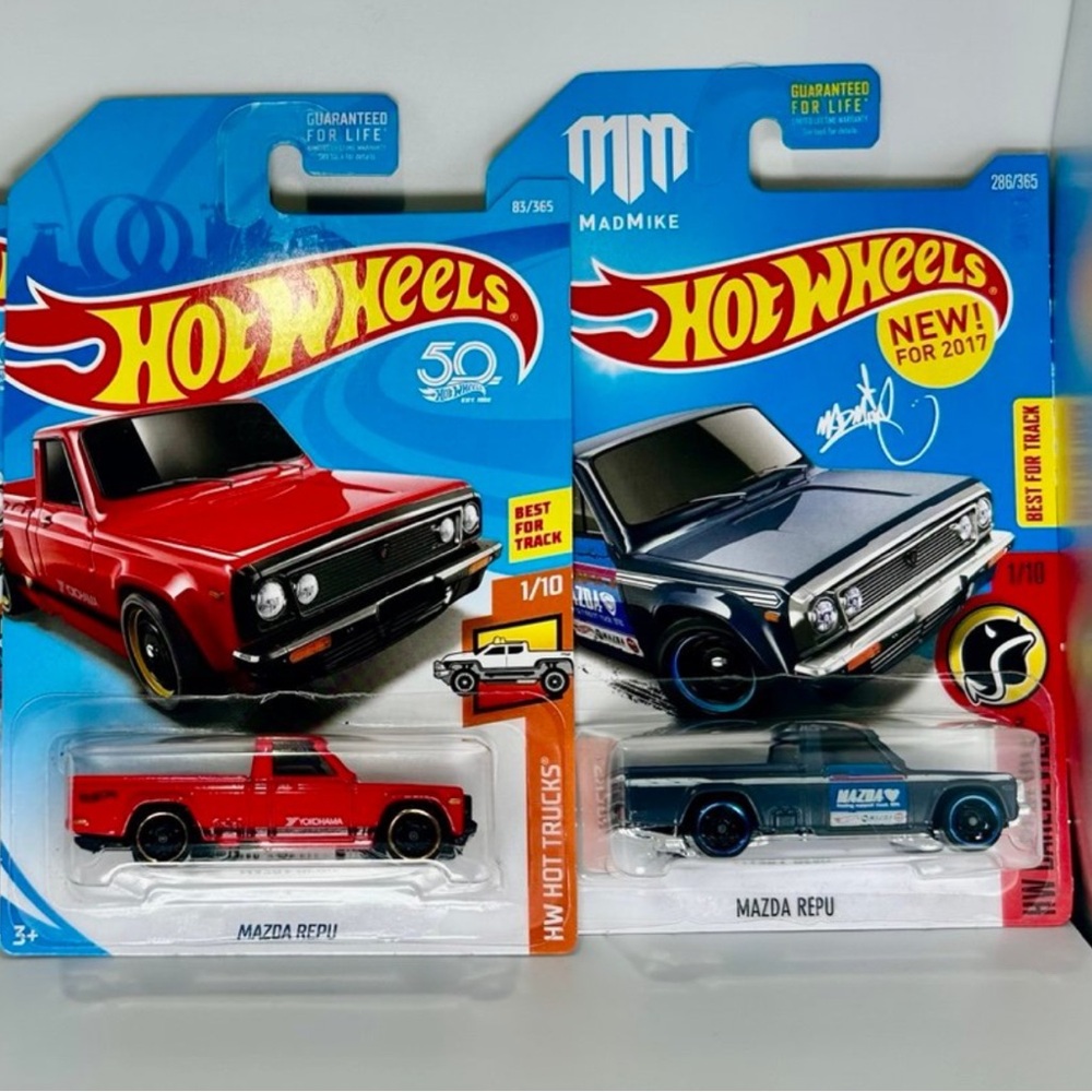 Hot Wheels Mazda Lot Of 2x -Mazda Repu Red & White & Blue w/ ST8s Mad Mike NEW